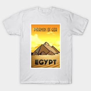 Pyramids Of Giza Retro Poster T-Shirt